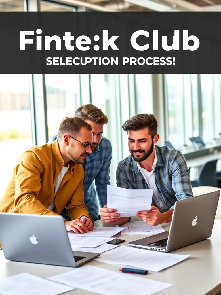 A group of Fintek Club mentors reviewing applications, emphasizing the rigorous selection process and the importance of meeting eligibility criteria.